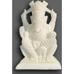 StonKraft Marmor Weißer Stein Pooja Puja Ganesh Ganesha Ganesh Murti Idol Statue Skulptur - Linker Seitenkoffer - 15,2 cm...