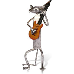 Tooarts Metallskulpturkatze mit Gitarrenfigurgeschenken für Erntedankfest,Weihnachten,Kunsthandwerk und Hauptdekoration