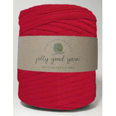 Jolly Good Yarn Pārstrādāta kokvilnas trikotāžas dzija tamborēšanai, makrame, stelles, adīšanai Apple Red 800g/100m