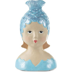 baden Import Stand-Up Decorative Lady's Head Light Blue with Fish Cap