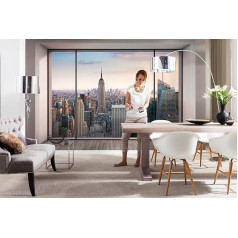 Komar 8-916 Обои-фреска Penthouse Trompe L'Oeil New York City Skyline, пастель, 368 x 254 см Комплект из 8 шт.