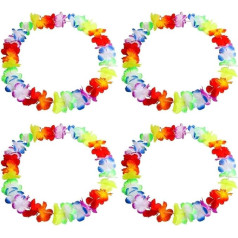 Shatchi HAWAII-FLOWER-NECKLESH-50PK-11083 Blumengirlande, Regenbogenfarben, Hula Luau Leis, Hawaiianisches Kostüm-Zubehör für Junggesellinnenabschied, mehrfarbig