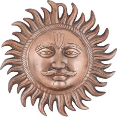 Craft Trade Decorative Wall Sculpture - Handmade Sun Idol Statue Vastu for Home Lucky Charm Wall Decor for Living Room Bedroom - Copper - 10 Inch