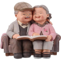 Homoyoyo Older Couple Figures Love Lasts Resin Couple Figure Grandparents Couples Elder Statue Ornaments for Office Garden Family Room Abstract Ornaments