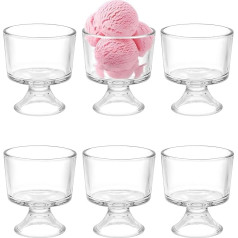 SUMNACON 6 stikla deserta trauku komplekts caurspīdīgs 10oz saldējuma trauks Trifle Bowl Trifle Bowl Foot Fruit Perfume Cup Holder for Birthday Wedding Party Dessert Ice Cream Trifle Parfait Drink