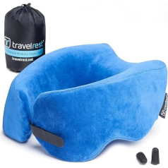 Travelrest Nest Memory Foam Travel Pillow kakla spilvens, mazgājams - NYTimes Wirecutter atzīts par labāko ceļojumu spilvenu 2023. gadam - mazgājams - izvelkams līdz 1/4 no tā izmēra