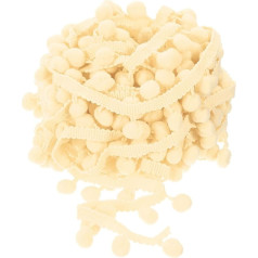 uxcell Fransenborte, 9,1 m, Pompom-Ball, Nähzubehör, Basteln, für Zuhause, Vorhang, Kleidung, Kissen, Dekoration (12 mm, Beige)