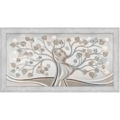 Lupia Quadro moderno soggiorno camera da letto amore e famiglia con cornice Boston color GRIGIA, pelēka 60 x 110 cm ALBERO ABBRACCIO MIX stampa su pannello in legno