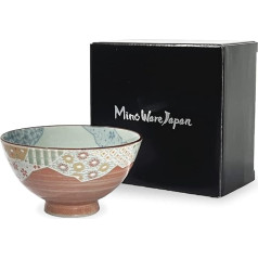 MINO WARE JAPAN Tradicionālā stila rīsu bļoda, japāņu keramika, čawan keramika, paredzēta mazgāšanai trauku mazgājamā mašīnā un mikroviļņu krāsnī, ražota Japānā (Yuuzen, maza (Nakahira))