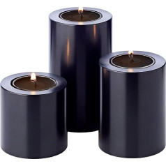 EDZARD Набор из 3 держателей для чайных ламп Cornelius Permanent Candles Black (диаметр 6 см, высота 6, 8 и 10 см) Термостойкость до 90 градусов