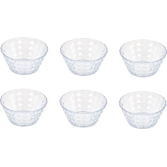 Invero Set of 6 Prism Diamond Design Plastic Bowls - Reusable, Strong and Dishwasher Safe, Pasta and More, Clear (15cm)