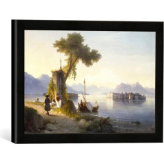 Gerahmtes Bild von Ivan Konstantinovich Aivazovsky Die Isola Bella im Lago Maggiore, Kunstdruck im hochwertigen handgefertigten Bilder-Rahmen, 40x30 cm, Schwarz matt