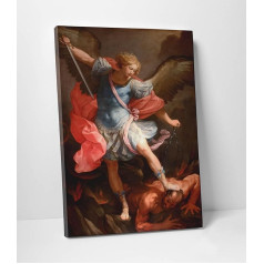 ShopArt - Guido Reni - Attēls ar rokām darinātu krāsu ar reljefu - Miķelis Erceņģelis - augstspieduma apdruka uz audekla - augstas izšķirtspējas - gatavs iekāršanai (50 x 70 cm)