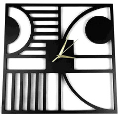 Horloge Murale Toile Géométrique Décoration Modern Abstract Bois