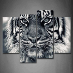 Schwarz und Weiß Brutalität Tiger mit Eye Staring und Bart Art Wand Bilder Kunstdruck auf Leinwand Tier die Bild für Home Moderne Dekoration