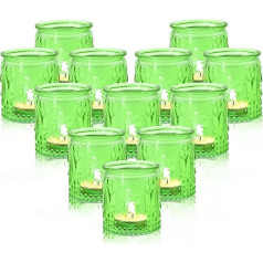 Newthinking Vintage Tealight Holder Votive Candle Holder Colorful Glass Holder Light Green