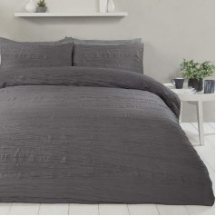 Sleepdown Luxury Super Soft Textured Crinkle Charcoal Grey Segas pārklājs ar spilvendrānām 135x200cm Poliesters