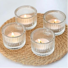 Safari Homeware 12 x caurspīdīga stikla tējas gaismas turētāji 5x3,5 cm votive sveču turētājs Mājas dekori