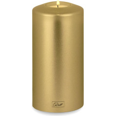 Qult Farluce Classic Metallic Cream Gold - Diametrs 8 cm, augstums 15 cm - Tējas lampas turētājs sveces formā - Plastmasas svece sveces izskatā - Ar tējas gaismas ieliktni - Komplektā ietilpst 1 TLN50 nakts gaismas tējas lampa