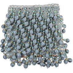 Mājas Tekstilizstrādājumi Pērļu mežģīnes Svītraini aizkari Beaded Fringe Trim Blue Decor Grieķu Mēbeles Pom Trim Delicate Fringe Trim Dāvanu lentes Poliesters Dzija Materiāls Tassel