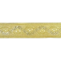 1A-Kurzwaren 35094-go Brocade Border austā lente 35 mm platumā Krāsa: Lurex Gold 10 m