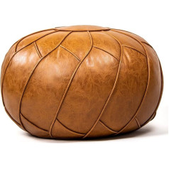 Moderner Mākslīgā āda Pouf Neaizpildīts Osmaņu Marokas Footstool Footrest uzglabāšanas risinājums - Dabiski brūns 23x11 Brown Brown