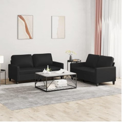 LAPOOH 3201408 2 dalių sofos komplektas su pagalvėle Juoda dirbtinės odos sofa su relaksacine funkcija Sofos komplektas Svetainės sofa Sofos sofos komplektas