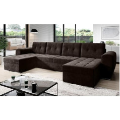 ‎Easy4You Easy4You BARI Velour U-shaped Corner Sofa 326 x 97 x 157 cm with Sleep Function and Bedding Container - Диван-кровать с ящиком для постели - Угловой диван с местом для хранения - Цв