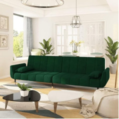 Tidyard 2 Seater Sofa Bed with 2 Cushions 2 Seater Sofa Day Bed Sofa Bed Sofa Bed Sofa Bed Upholstered Sofa Sofa Set Couch Couch Set Couch Dark Green Velvet