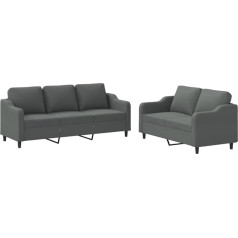 ‎Vidaxl vidaXL 2 dalių sofos komplektas, fotelis, sofa su pagalvėle, svetainės sofa su porankiais, sofos komplektas, dizainerio sofa, sėdimieji baldai, minkšti baldai, tamsiai pilkas audinys