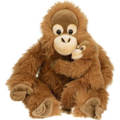 Uni-Toys - Orangutāns ar mazuli, sēdošs - 30 cm (augstums) - plīša pērtiķis - plīša rotaļlieta, cuddly toy