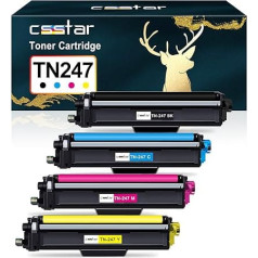 Csstar TN247 Savietojams ar Brother TN-243CMYK Toneris priekš Brother MFC L3750CDW TN247 TN243 Brother MFC-L3750CDW DCP-L3550CDW MFC-L3770CDW MFC-L3770CDW MFC-L3730CW HL-L3210CW HL-L3230CDW (Black Cyan Yellow Magenta)