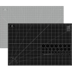 Headley Tools Griešanas paklājiņš A1 - pašizgūstošais šūšanas paklājs, divpusējs, 5 slāņu, šūšanai, amatniecībai, hobijam, audumu izcirpšanai, 90x60cm (melns/pelēks)