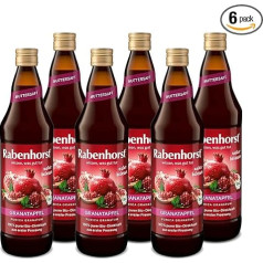 ‎Rabenhorst RABENHORST Granātābolu mātes sula Organic Pack of 6 (6 x 700 ml) - 100% tīra granātābolu sula no pirmā spieduma