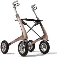 Byacre Carbon Overland/All Terrain Carbon Rollator/Shock Absorbing Large Pneumatic Tyres/6.7 kg Light/Collapsible with Seat/Bentley Brown