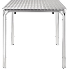 Bolero Stapelbarer quadratischer Tisch für den Innen- und Außenbereich Café Restaurant Bistro Terrassentisch 700mm, Aluminiumgestell, Edelstahlplatte, Abmessungen: 720(H) x 700(B) x 700(T) mm | U505