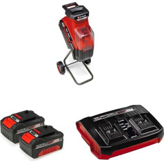 Einhell REDAXXO 36/25 Power X-Change akumulatora nažu smalcinātājs (36 V, maks. 25 mm zaru biezums, 3 atgriezeniski tērauda naži, 55 l savākšanas soma, transportēšanas rokturis, stūmējs, komplektā ietilpst 2 x 4,0 Ah un