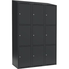 kaiserkraft | Schließfachschrank Fydor | 3 Fächer | grau | B 1200 mm | 3 Abteile | schräge Dachform | Zylinderschloss