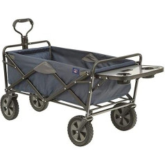 Mac Sports Heavy Duty Steel Frame Folding 150lb Capacity Outdoor Garden Trolley with Table and Cup Holders Navy Blue