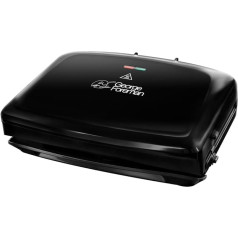 George Foreman 24330-56 Ģimenes fitnesa grils, kontaktgrils, panini un sviestmaižu grils, 32,5 x 18 cm grilēšanas laukums, melns