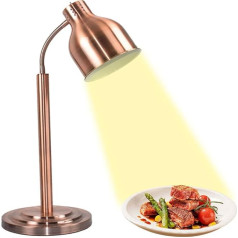 Bufetes picas sildīšanas 275W lampa, komerciāla sildīšanas lampa ar nerūsējošā tērauda galda virsmu, bufetes sildīšanas galds restorāna virtuvē Bronzas krāsā, brīvi stāvoša pārtikas sildīšanas lampa, 275W bufetes picas sildīšanas l