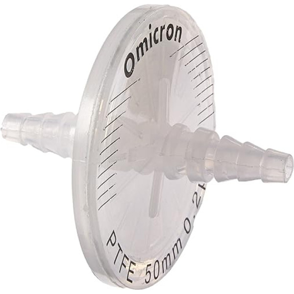 Omicron 200050r PTFE ventilācijas filtra disks, 60 PSI maksimālais darba spiediens, 50 mm, 0,2 µm, sterils, atsevišķi iepakots (iepakojumā 10 gabali)