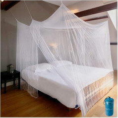 Mosquito Net Bed Canopy Ultra Large: no vienvietīga līdz King Size, ātra un vienkārša uzstādīšana, Finest Holes: 300 Net Curtain Net, 2 ieejas, uzglabāšanas soma, bez ķīmiskām vielām