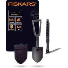 Fiskars Folding Shovel for Campers and Mountaineers, Can Also be Used as a Shovel and Hoe, with Canvas Bag, Length (Unfolded): 59 cm, Hardened Boron Steel, Black, 1000621