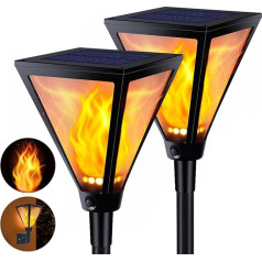 Qedertek Pack of 2 Solar Lights for Outdoor Use, Large, 94 LED Solar Lights for Outdoor Garden with Realistic Flame Effect, IP65 Waterproof, Garden Torches, Solar for Gardens, Paths, Backyards, Lawn,