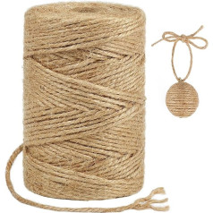 tenn well 3mm Jute Garden Twine 100m Natural Jute Twine String Brown String for Gift Wrapping, Gardening, Floristry and Craft Decoration