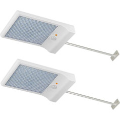 Lacasa 2 dārza saules lampu komplekts, saules gaismas āra 42 LED saules lampas ar 120° kustības sensoru, sienas gaisma, IP65, 3 režīmi ar alumīnija stabu dārziem, terasēm, durvīm, žogiem, silti balta, 3000 K