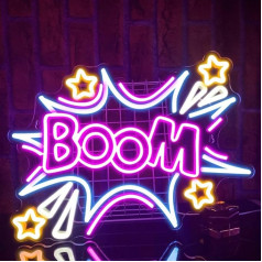 PILOYINDE Boom Neon Sign Cool un krāsains LED zīmes USB Powered Neon zīmes guļamistaba Restorāns Bārs Puse sienas apdare