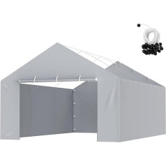 VEVOR Carport Garage Tent Sidewall 6000 x 3950 x 1950 mm Garage Tent Shelter Tarp Heavy Duty Waterproof and UV Protected Grey (Top and Frame Not Included)