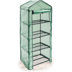 Relaxdays Foil Greenhouse Balcony 2 - 4 Shelves, Space-saving Propagator for Patio Weatherproof Tarpaulin Green